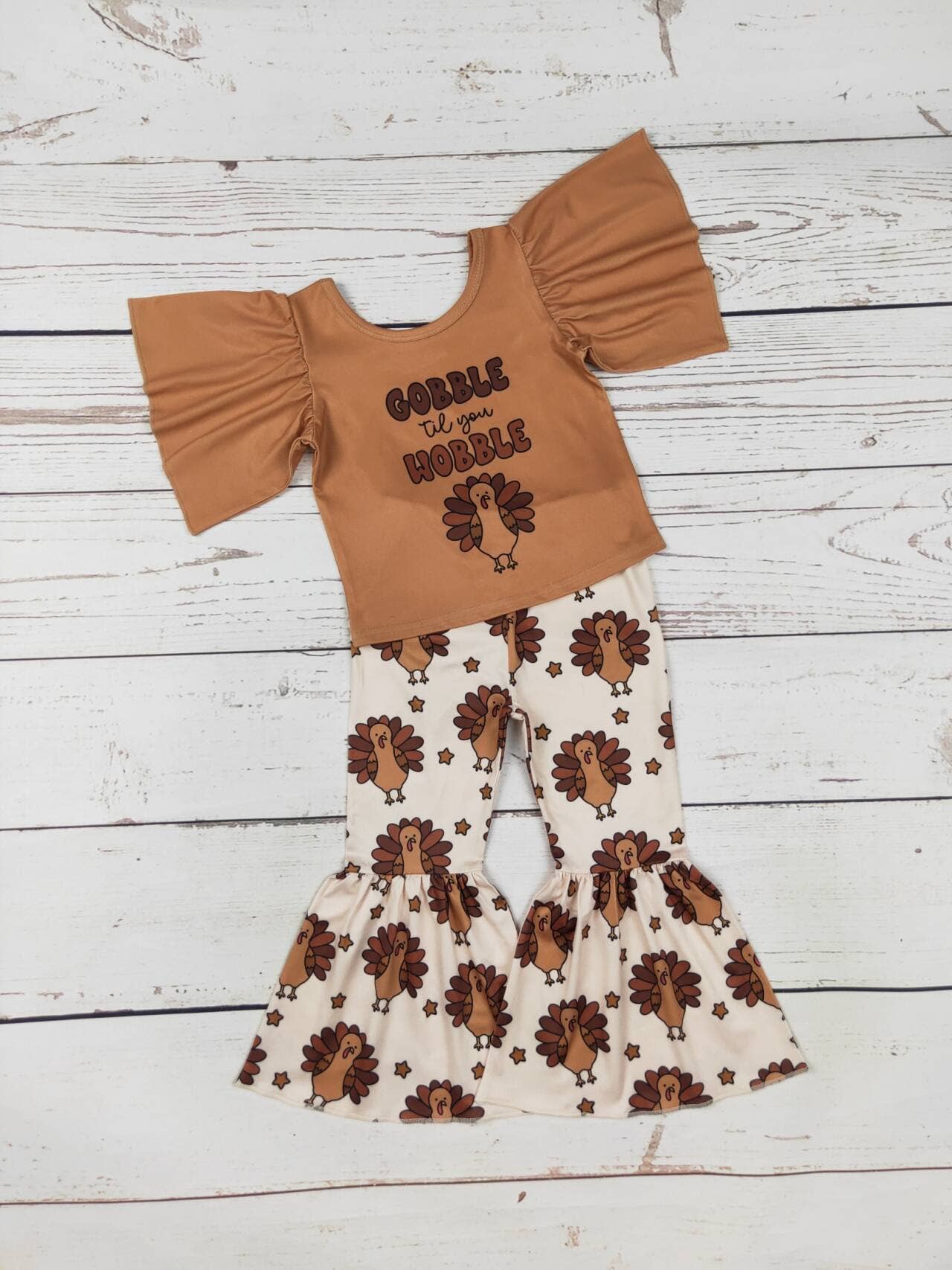 sassy kids palace - Wholesale Top & Pant Set - Kids - Girls Gobble Til You Wobble Thanksgiving Set