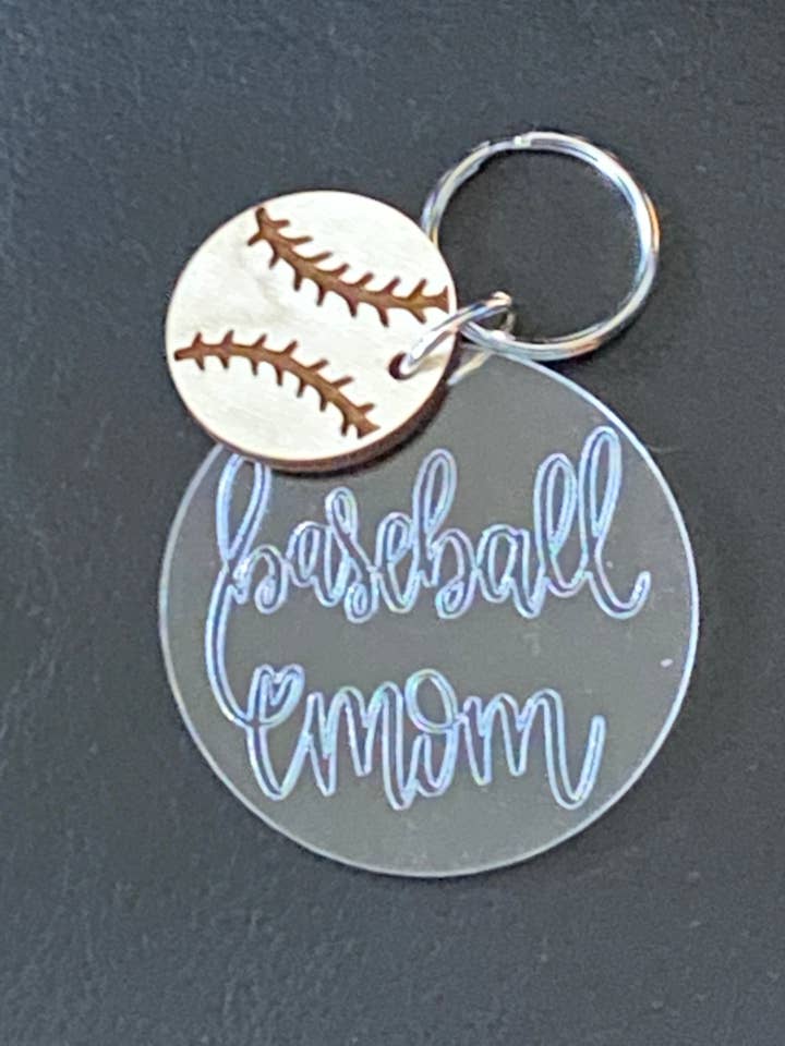 clear baseball mom keychain for wholesale by Suchfungoods