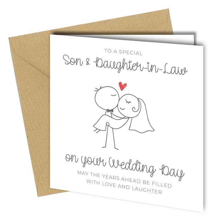 Wedding Day Card – Son & Daughter-in-Law | Stick Figure for wholesale by Close to the Bone Greeting Cards and Gifts