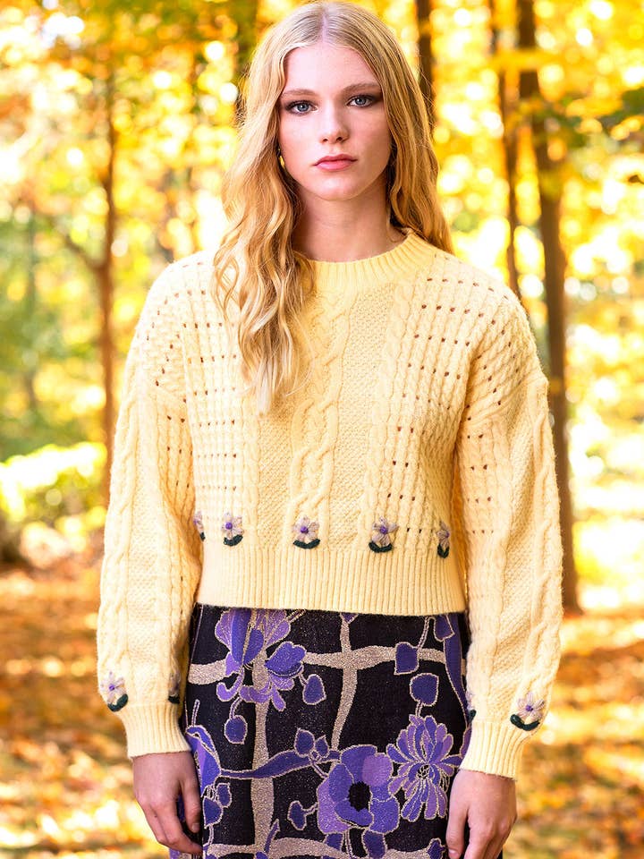 Embroidery Long-Sleeve Cable Knit for wholesale by House of Marcel Apparel