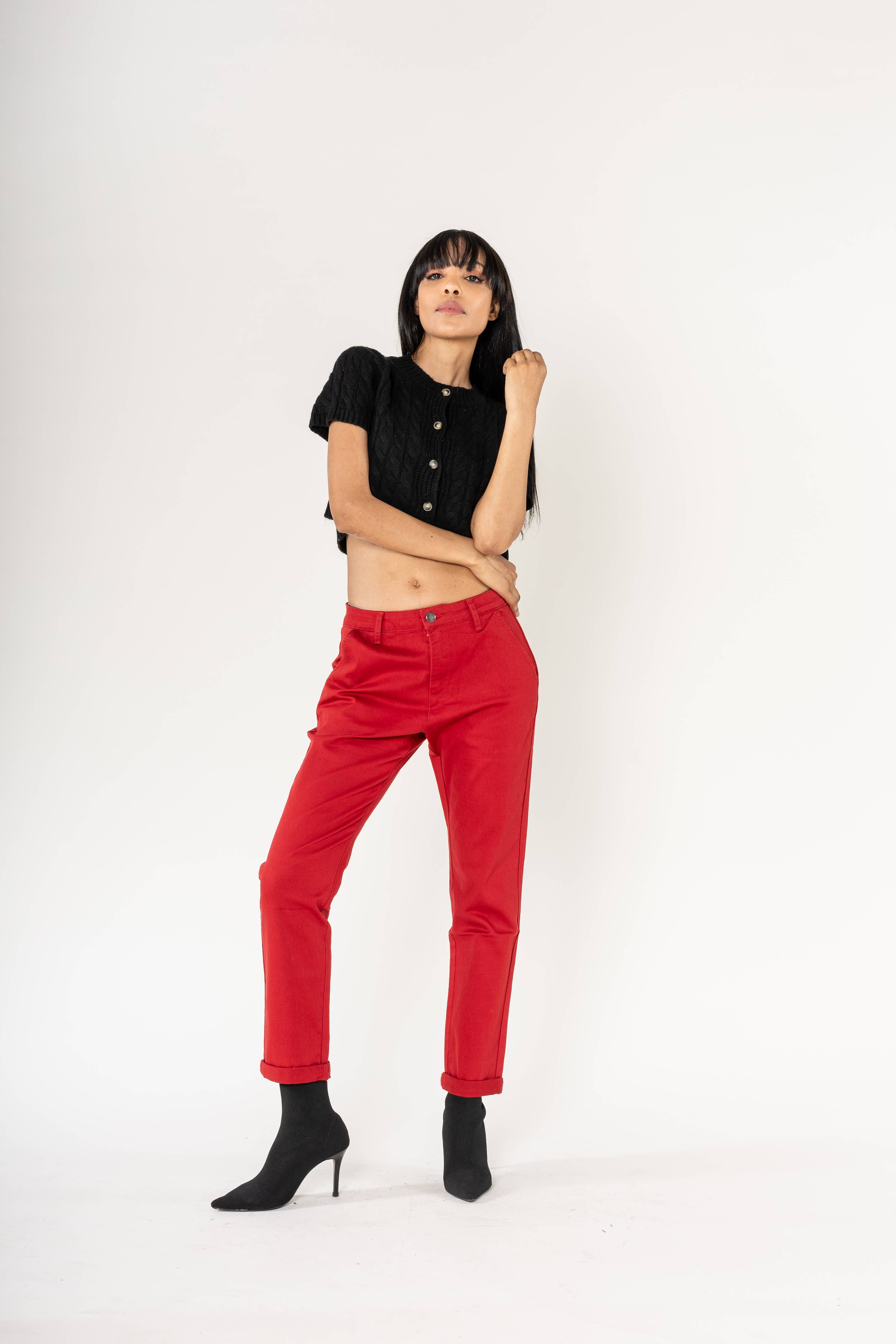 Nina Carter - Vente Pantalon – femme - Pantalon chino stretch taille haute confort Nina Carter J25015