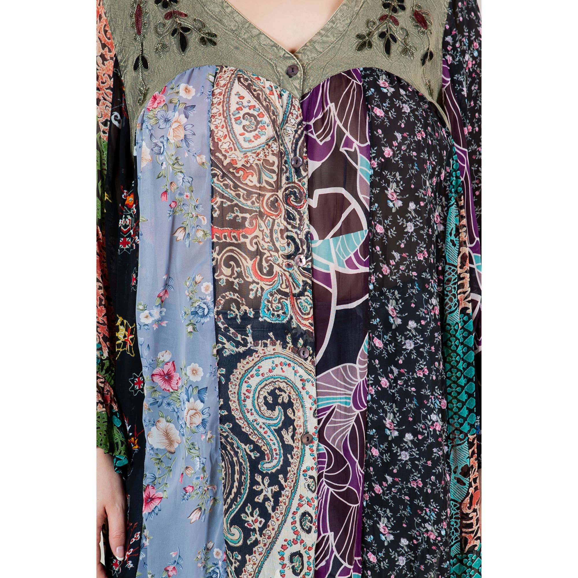 Young Threads - Wholesale Button Down Shirt - Women's - Boho Delight: Overdyed Rayon V-Neck Top13