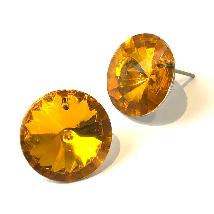 Topaz Jumbo Coin Shine-On Stud Earrings for wholesale by Leetie Lovendale