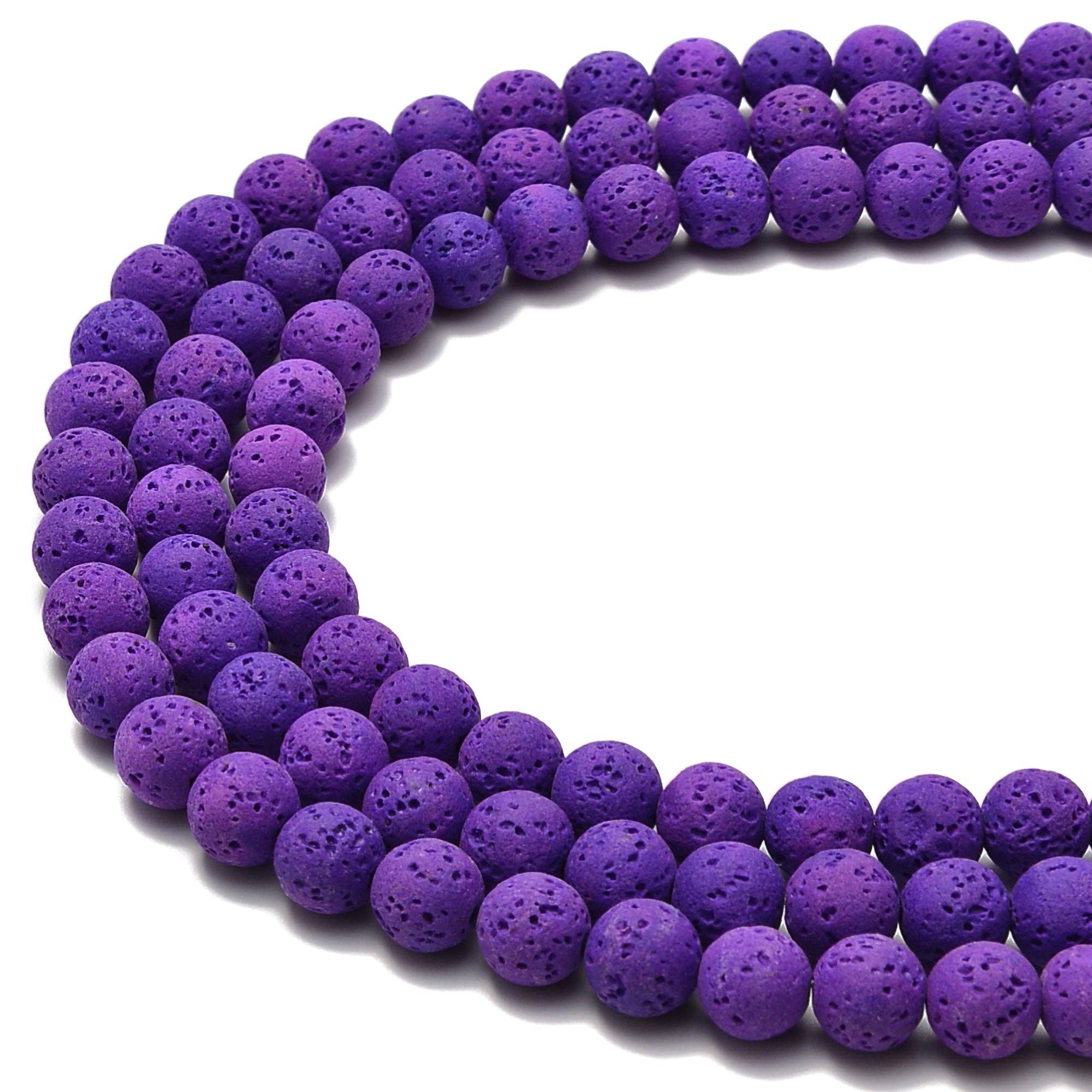 CRCBEADS - Wholesale Beads - Bright Purple Lava Rock Stone Beads 6mm 8mm 10mm 15.5" Strand1