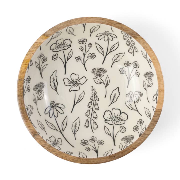 Pressed Floral Mango Wood Bowl for wholesale by Elyse Breanne Design