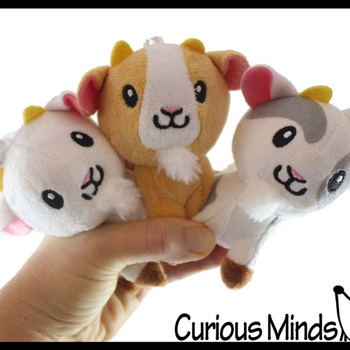 Curious Minds Toys - Venta al por mayor Peluche - Niños y bebés - 1 Peluche de Cabra con Clip - Adorable Animal de Granja1