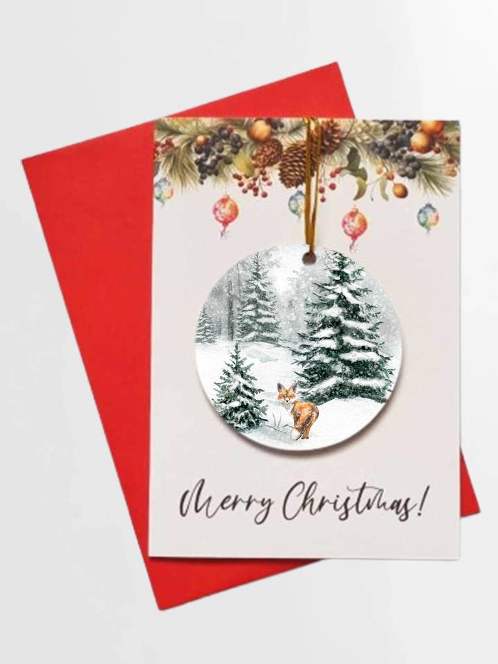 Feliz Navidad con diseño de zorro del bosque nevado y bola desmontable para venta al por mayor de Homemade Hollydays Wholesale