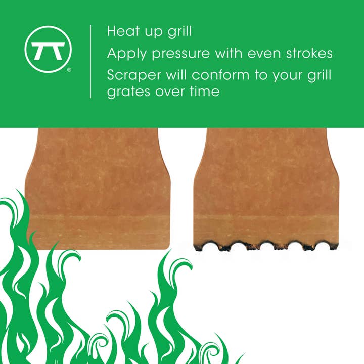 Fox Run Brands - Wholesale Outdoor Grill Tools - Outset Small Grill Scraper Verde, 10.25" x 4" x 0.25"