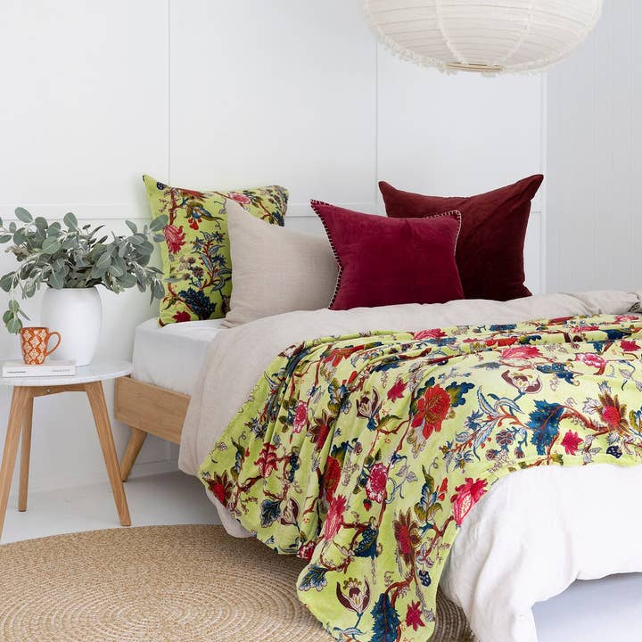 Mexican Painter Velvet Throw - Green for wholesale by Linen Connections