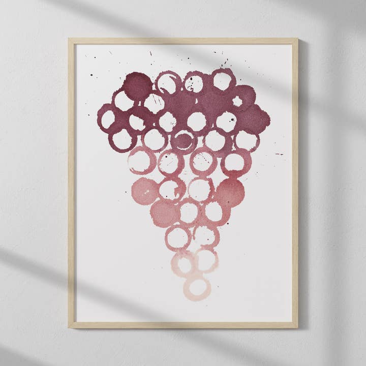 Wine Art Print | Open Bottle Wine Grapes Painting for wholesale by Elysia Myers Wine Art