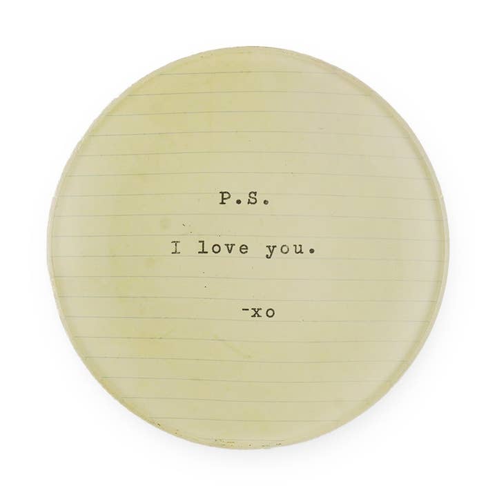 Sugarboo & Co - Wholesale Decorative Plate/Dish/Bowl - PS I Love You Mini Round Decoupage Plate - 4"0