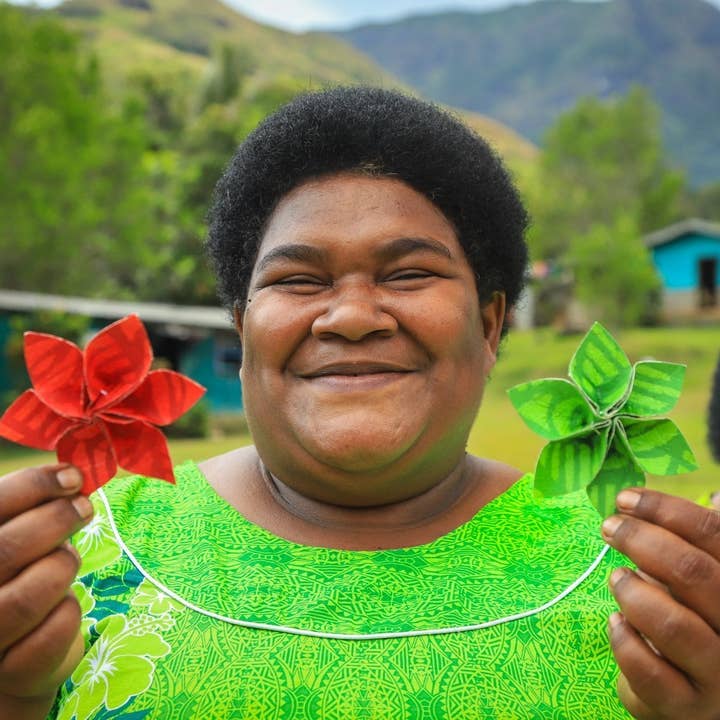 Rise Beyond the Reef - Wholesale Ornament Set - Masi Flower Holiday Ornaments - Natural Set of Two (2)3