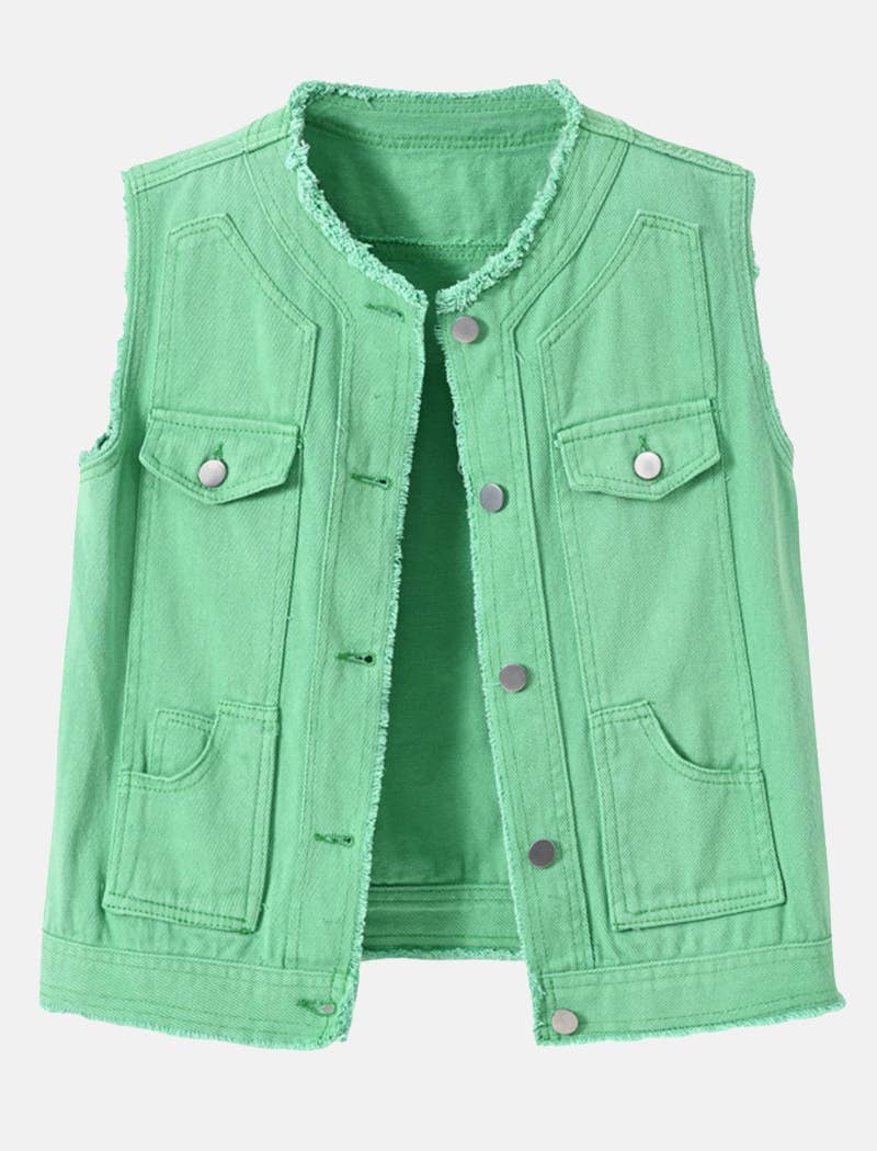 EmberLoom - Venta al por mayor Chaleco de abrigo - Mujer - Chaleco vaquero blanco sin mangas10