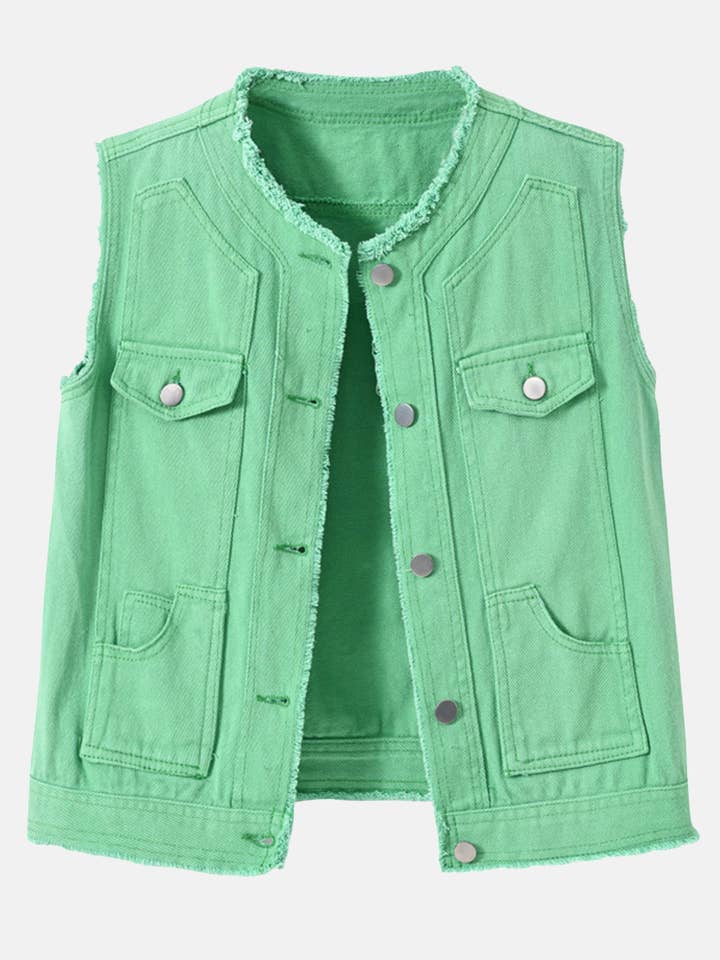 EmberLoom - Venta al por mayor Chaleco de abrigo - Mujer - Chaleco vaquero blanco sin mangas10