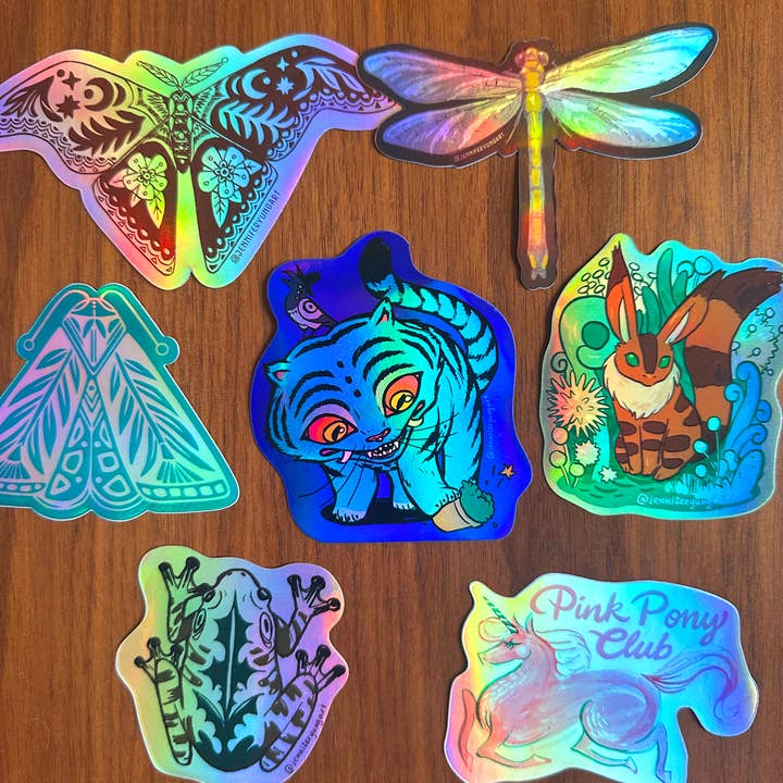 Jennifer Yung Art - Wholesale Sticker - Kpop Demon Derpy Tiger Holographic Sticker Decal2