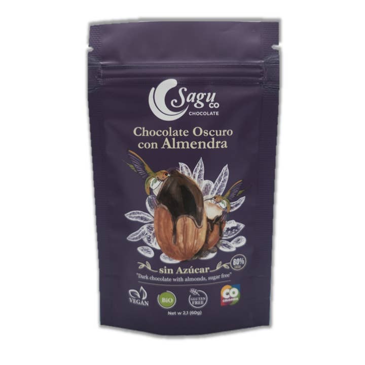 Dark Chocolate 60% Cacao Sugar Free Covered Almonds for wholesale by SAGU CO CHOCOLATE