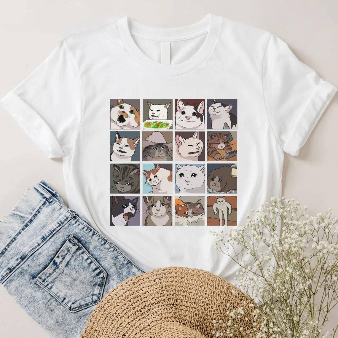 White Funny Cat Shirt, Cat Lovers For Women For Men, Cat Mom for wholesale on Faire2