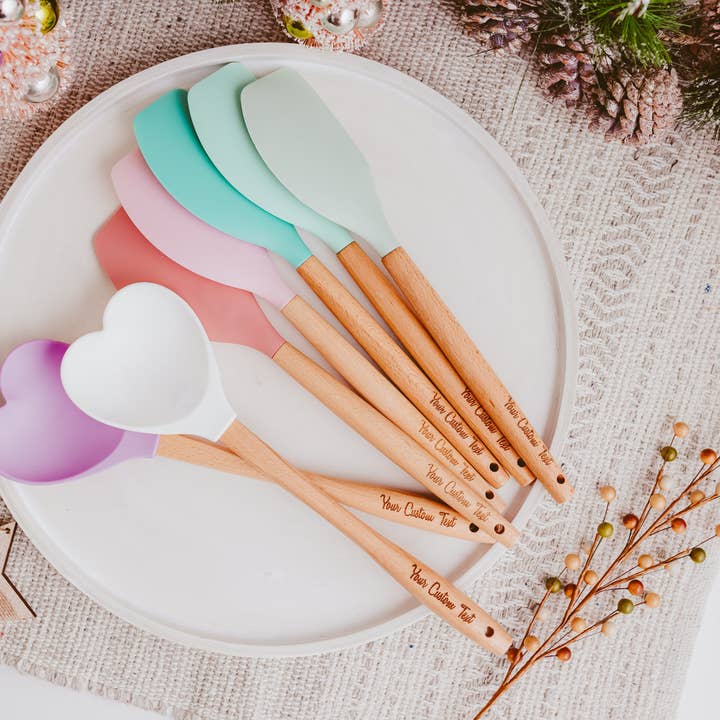 AFewSpareMoments - Wholesale Spatula/turner - Spatulas, Engraved kitchen utensils, Wood, Silicone,14