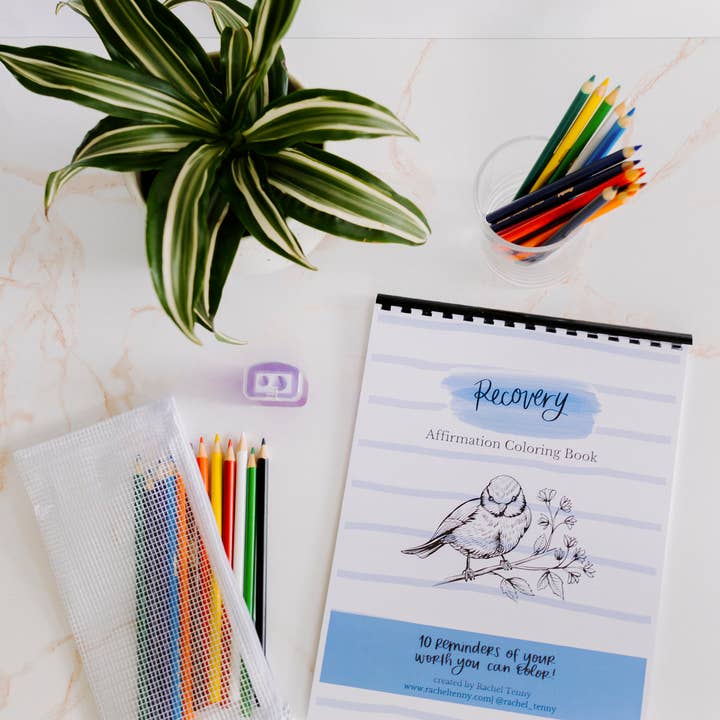Libro da colorare Recovery Affirmation | Matite colorate e astuccio per la vendita all'ingrosso da parte di Rachel Tenny