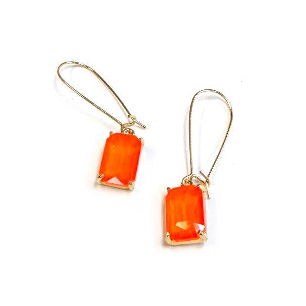 StarryNYC - Wholesale Dangle Earrings - Midi Rectangle Glass Bead with Kidney Wire Dangle Earrings9