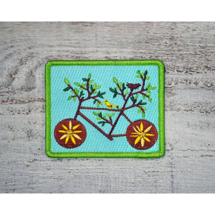 Tree Bike Embroidered Patch for wholesale by Think Greene