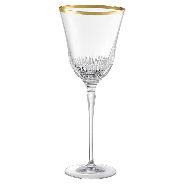 Barski - Wholesale Wine Glass - Jolie-Gold Water Goblet with Gold Rim, 10 oz. Set of 41