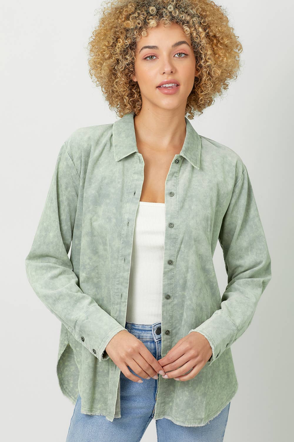 Mystree – Engroshandel Skjorte med buttondown – til kvinder – 60857 Vasket fløjlsskjorte19