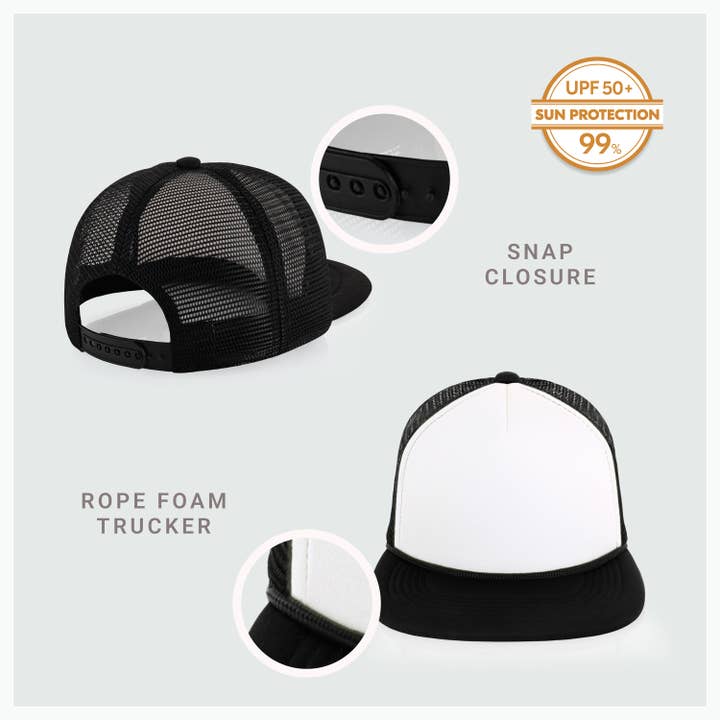 ChoKoLids - Wholesale Trucker Hat - Men's - CHOK.LIDS Plain Two-tone Foam Trucker Flat Bill Cap with Rop11