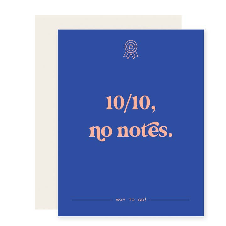 10/10, No Notes | Funny Congratulations Card for wholesale by Paloma Paper Co.