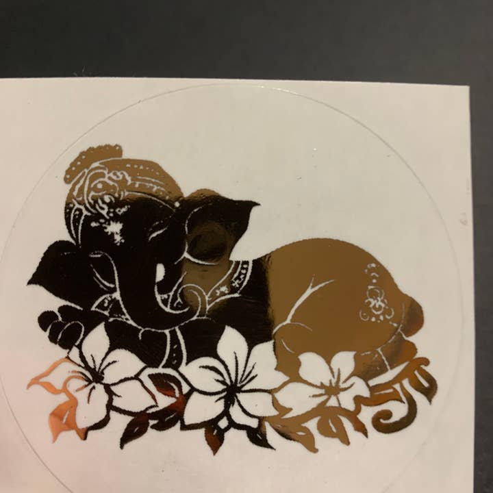Spirit of Lemuria – wholesale Sticker – Ganesh Resting Foiled Sacred Geometry Sticker1