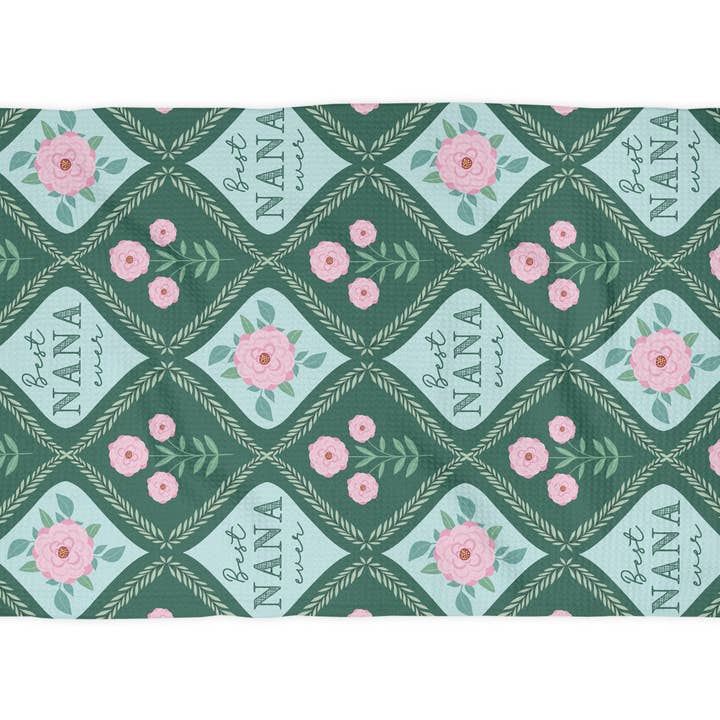 Canary Road - Wholesale Tea Towel - Floral Best Nana Ever Mother's Day Gift Kitchen Towel Waffle