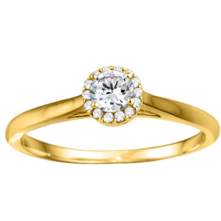 Bague de promesse en or 10 carats et diamants TB-PR-0101-YG-A1D pour la vente par TwoBirch