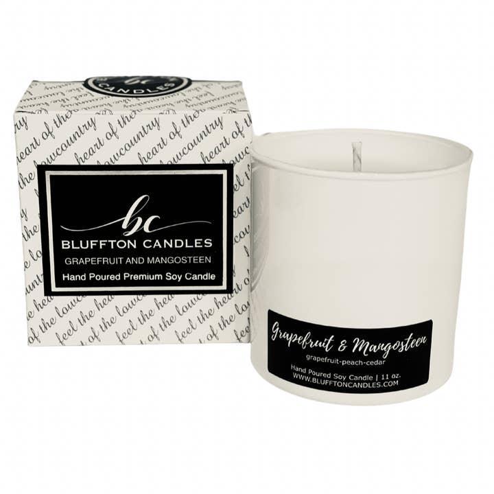 White Glass | Grapefruit & Mangosteen 11 oz. for wholesale by Bluffton Candles