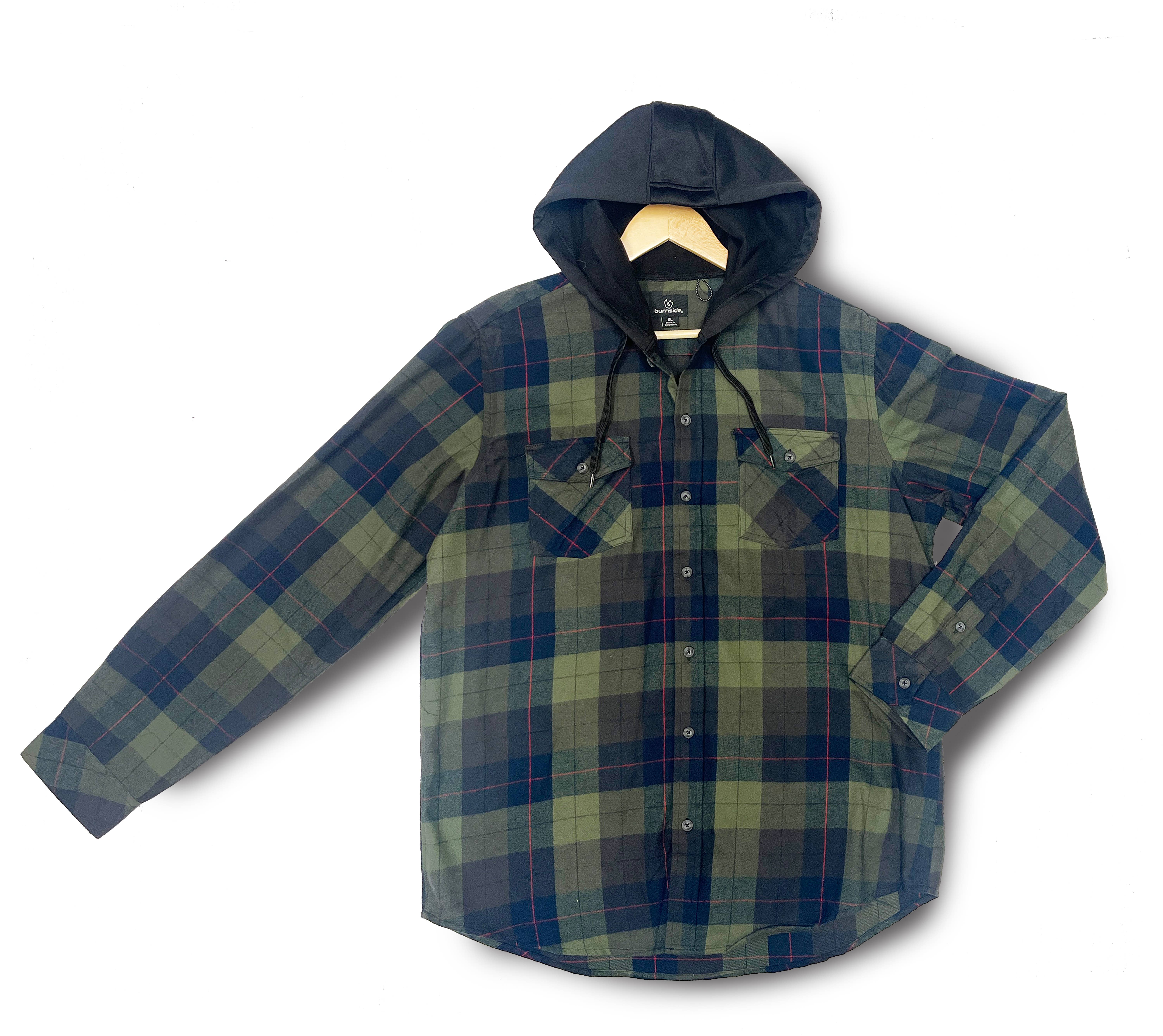 Grand Sierra - Wholesale Shirt - Men's - Men's Plaid Flannel L/S Hoodie1
