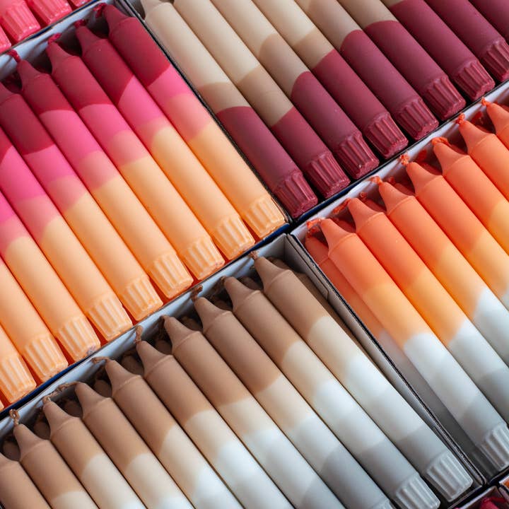 Nordtrice - Vente Bougies/bougeoirs coniques - Bougies coniques automne et Halloween no.6 (rouge/rose/orange)1