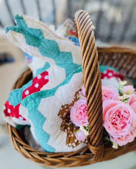 A Gnome on the Roam - Wholesale Decorative Tabletop Object - Vintage Fabric Easter Bunnies made from upcycled quilts12