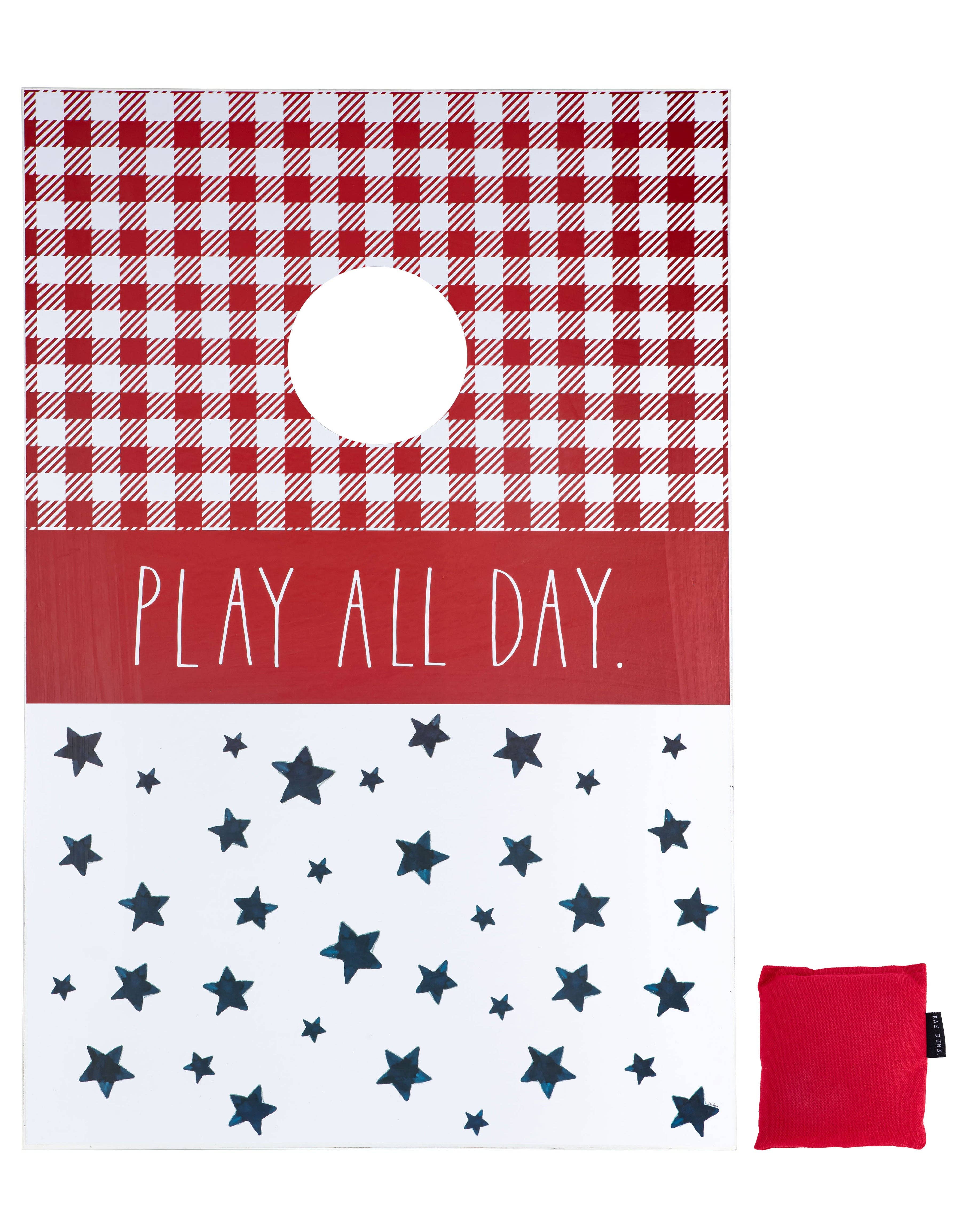 DesignStyles Home – Cornhole por atacado – Rae Dunn “Toss” Tábua Cornhole com Bandeira Americana e Tábua Vermelha1