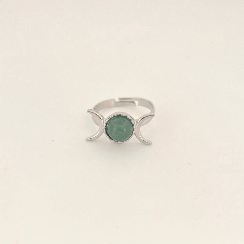 VIE – wholesale Single stone/solitaire ring – Adjustable Triple Moon Ring with 0.5cm Gemstone36