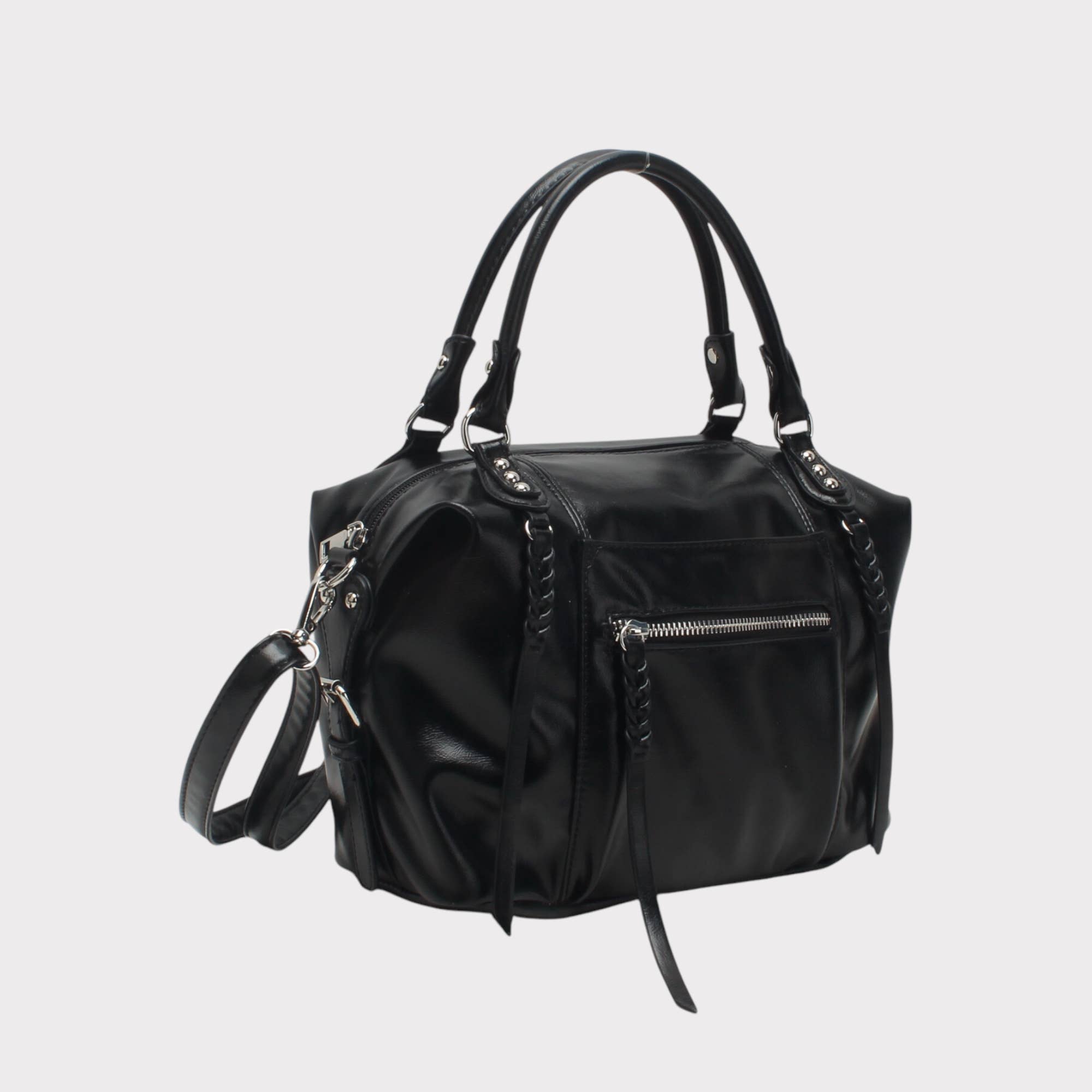 BESTINI - Wholesale Top Handle Bag - Women's - Small vintage bowling bag with multiple zips6