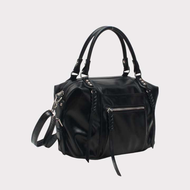 BESTINI - Wholesale Top Handle Bag - Women's - Small vintage bowling bag with multiple zips6