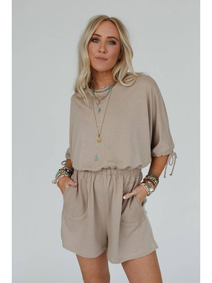 Three Bird Nest - Wholesale Romper - Women's - Carolina Comfy Romper - Taupe