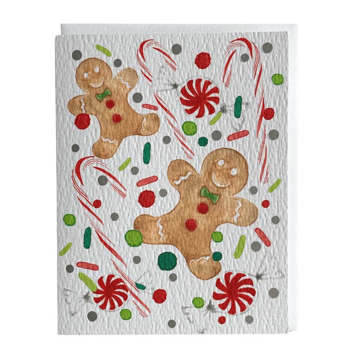 Carte de Noël avec bonhommes en pain d'épice pour la vente par Allie & Elle