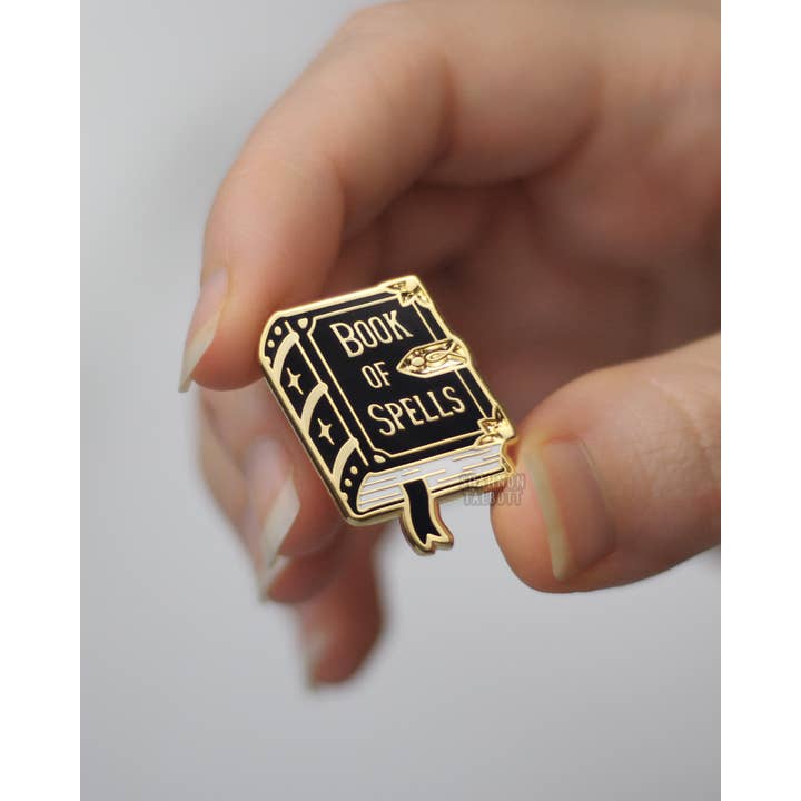 Shannon Talbott - Wholesale Lapel Pin/Button - Book of Spells Witchy Spellbook Enamel Pin - Gold1