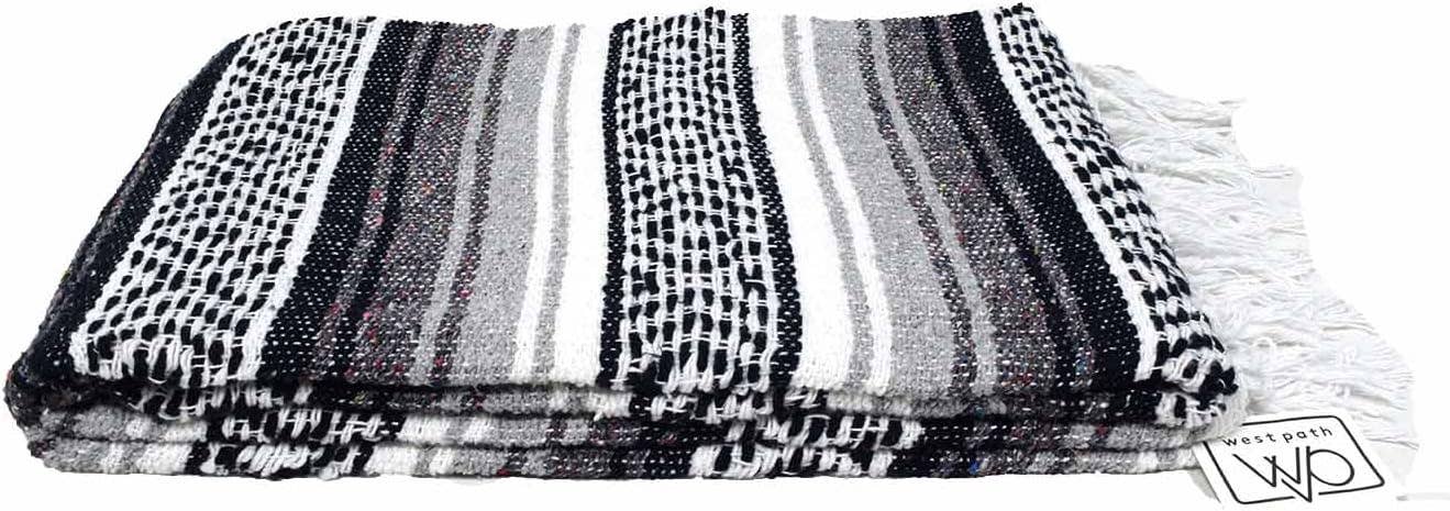 West Path - Wholesale Picnic Blanket - Mexican Blankets Black Serape | Picnic | Camp | Yoga | Beach3