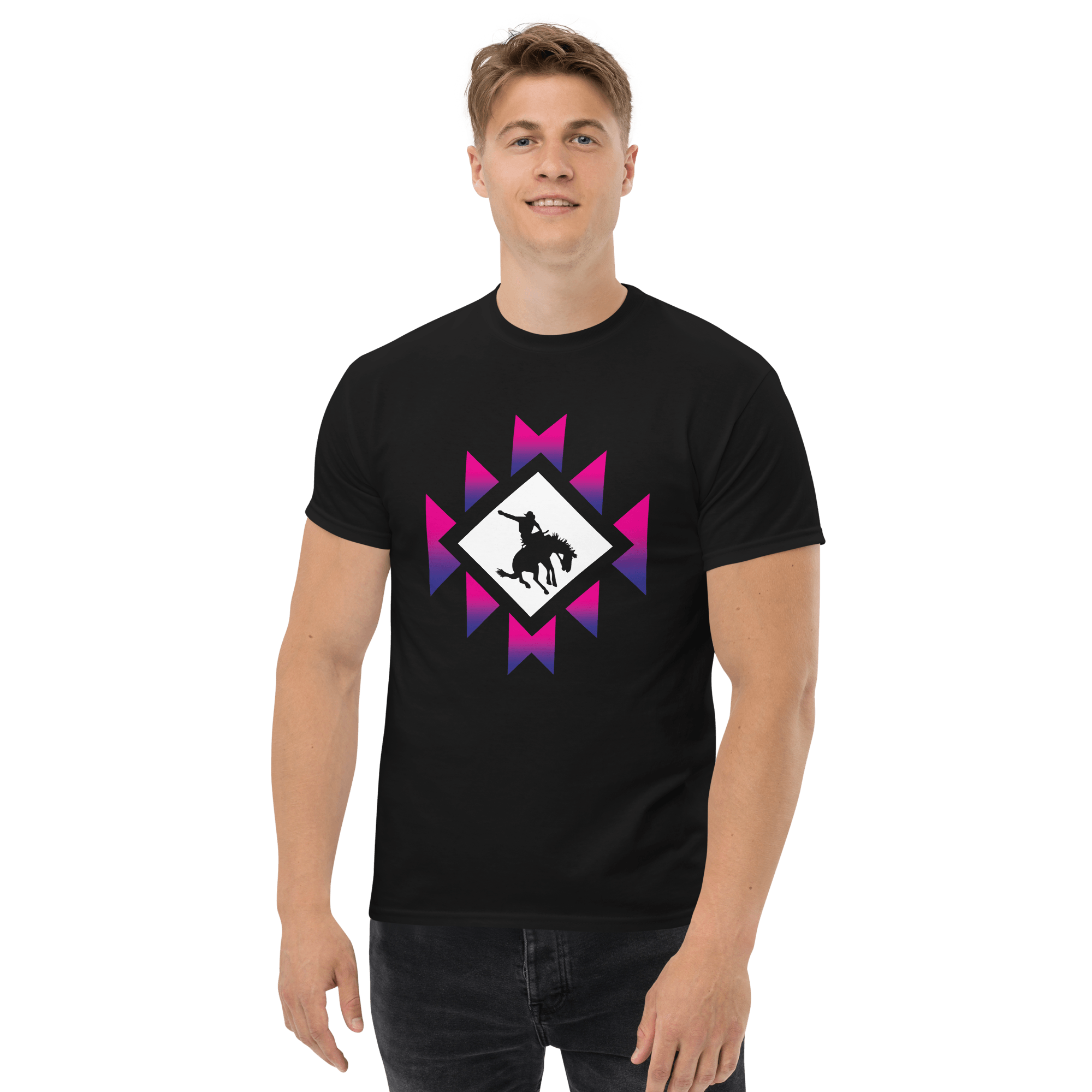 Design and Country - Venta al por mayor Camiseta serigrafiada - Hombre - Camiseta degradada rosa y morado Southwest Bronco0