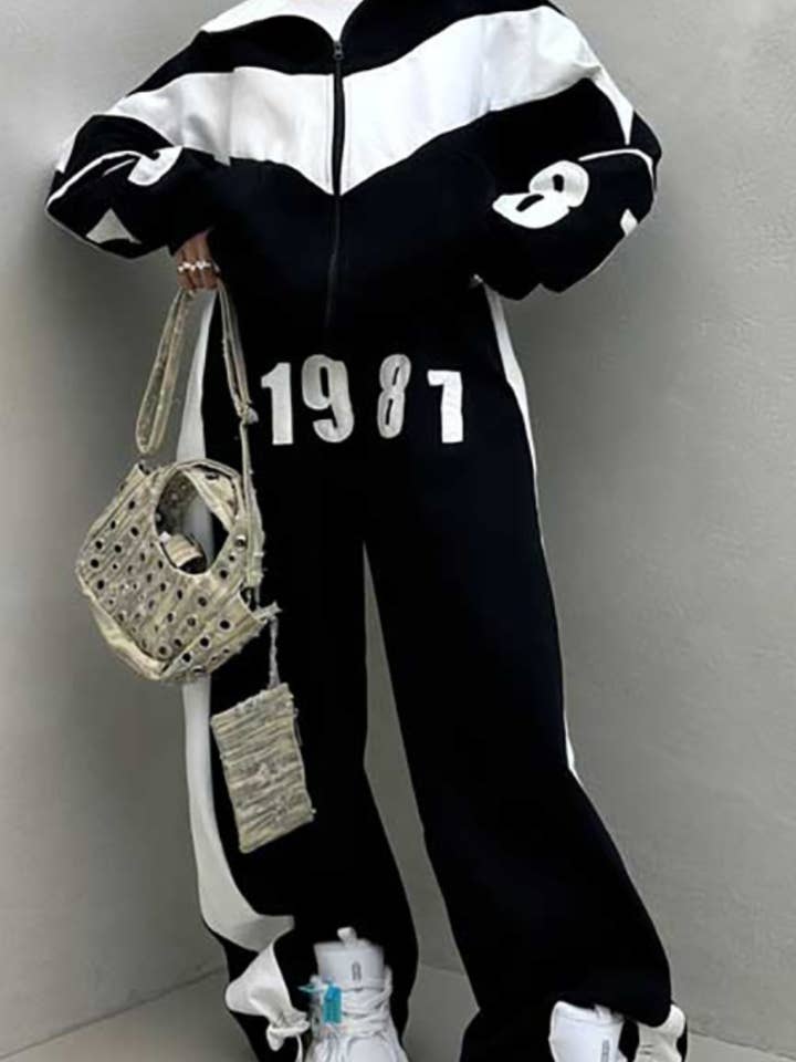 NINEXIS - Wholesale Top & Pant Set (NOT Loungewear) - Women's - CWSS0805_CONTRASTING COLOR LONG SLEEVE JACKET PANTS SUIT