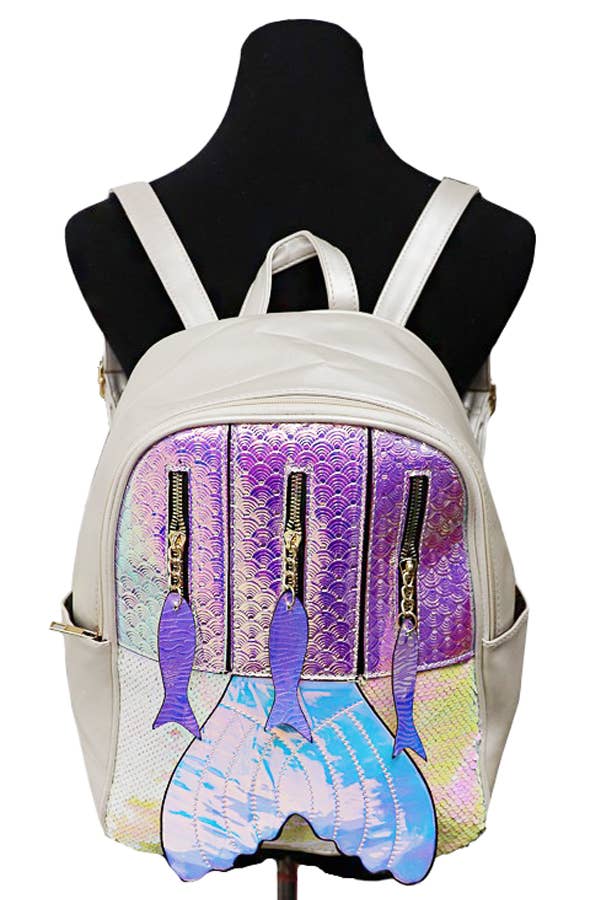 Cap Zone – wholesale Ryggsäck - Dam – Mermaid Tail holografisk ryggsäck i konstläder3