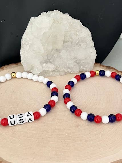Red White and Blue or USA Stretch Bracelet for wholesale by Jewels For Hope