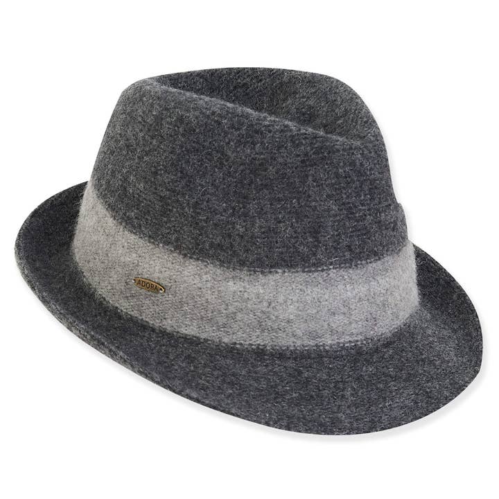 Grey, Soft Wool Fedora, Brim 1.5" for wholesale by Headwear & Handbag Collections by Sun 'N' Sand