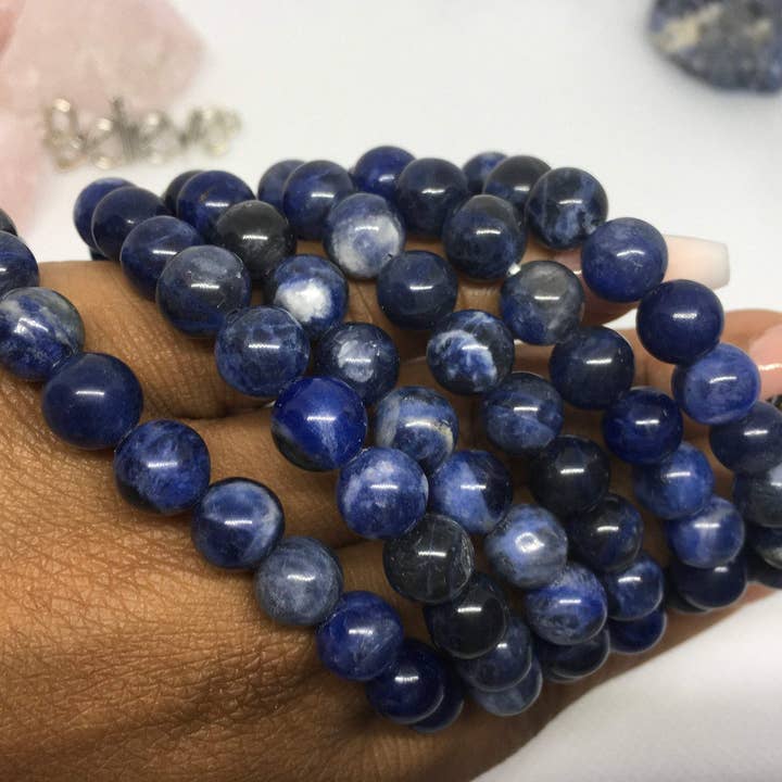 Bracelet de guérison naturelle en sodalite, chakra de la gorge, cristal de méditation, yoga, reiki, 10 mm, grosse perle pour la vente par Proverbs31xAlysa